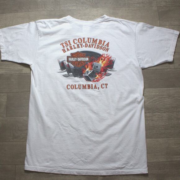 Y2K 2007 Harley Davidson Columbia Connecticut Pocket T Shirt Mens Large - Picture 1 of 5